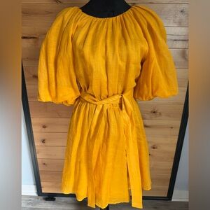 BANANA REPUBLIC Elegant Yellow Puff Sleeve Dress